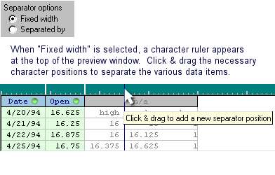 Separator Option: Fixed Width